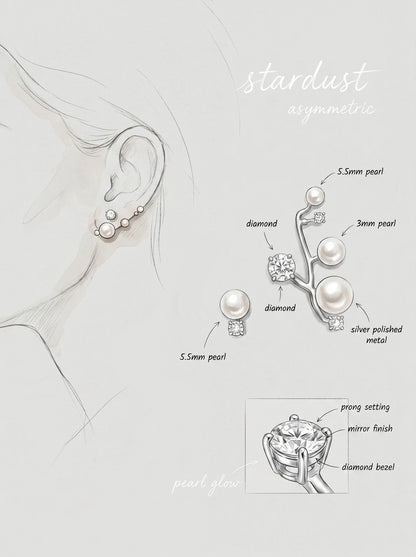 Celeste — S999 Silver Pearl & Zircon Drop Earrings - 3rd