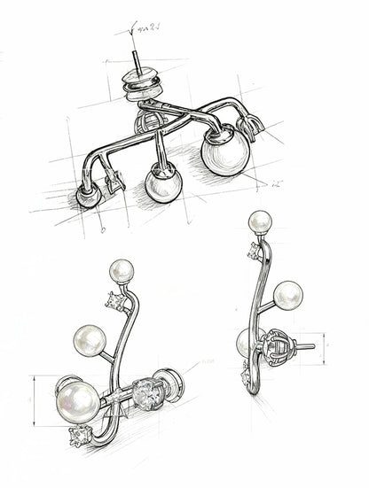 Celeste — S999 Silver Pearl & Zircon Drop Earrings - 3rd