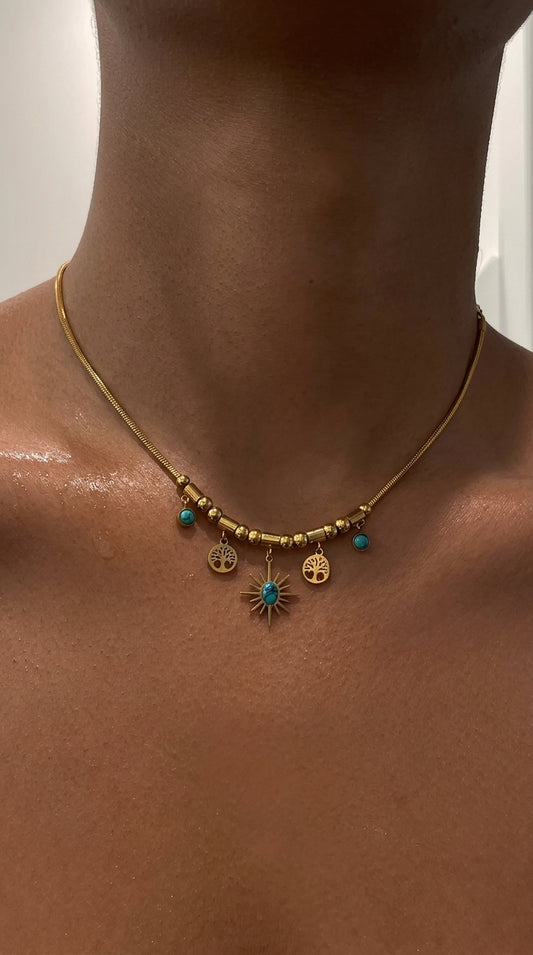 Sol Necklace | Non-Tarnish Turquoise Sun Pendant 2nd