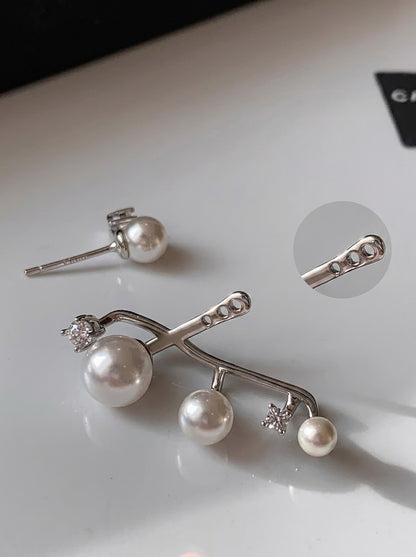Celeste — S999 Silver Pearl & Zircon Drop Earrings - 3rd
