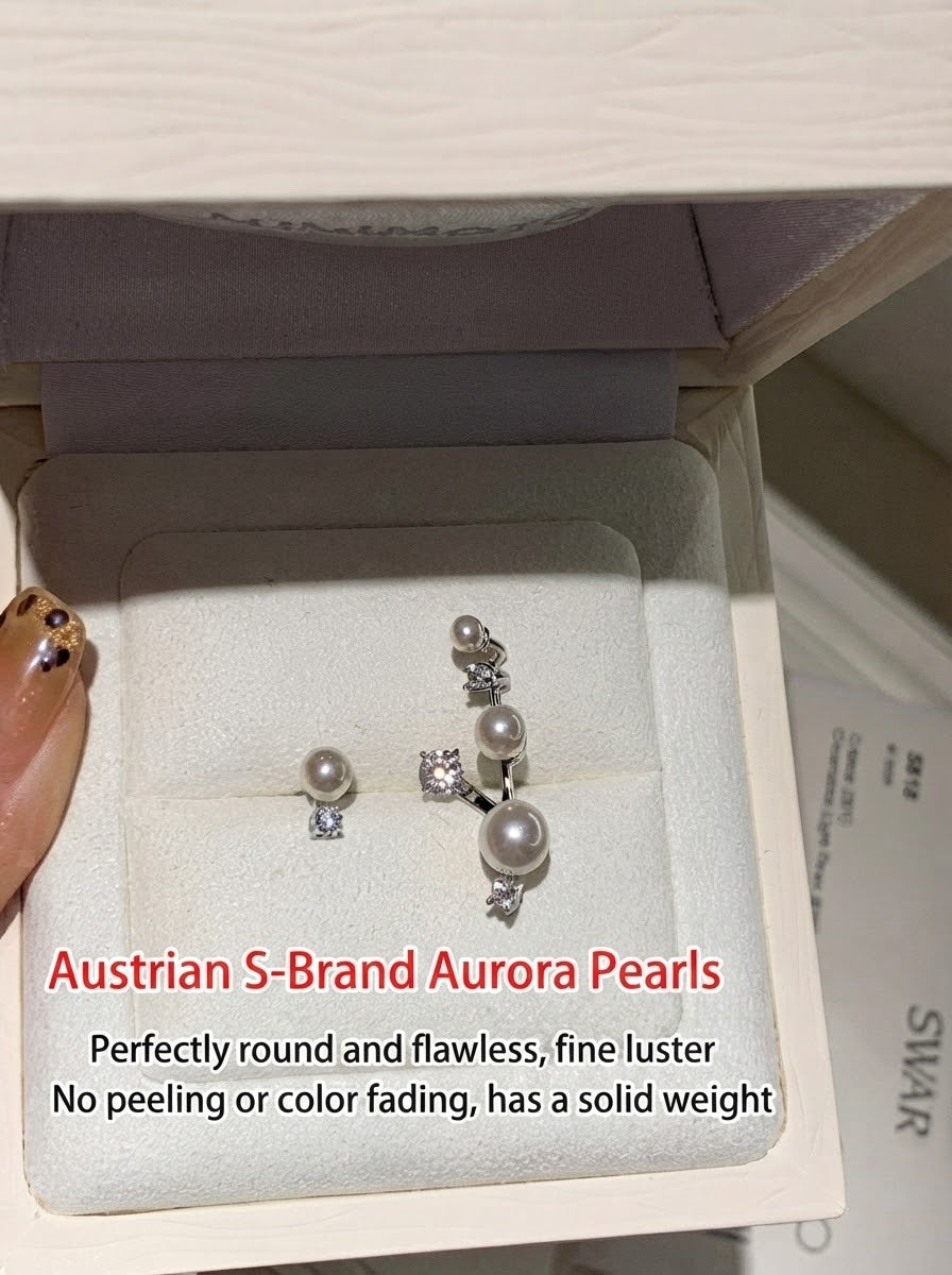 Celeste — S999 Silver Pearl & Zircon Drop Earrings - 3rd