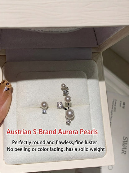 Celeste — S999 Silver Pearl & Zircon Drop Earrings - 3rd