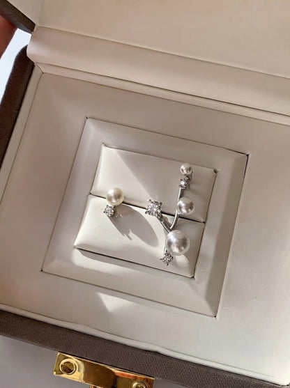 Celeste — S999 Silver Pearl & Zircon Drop Earrings - 3rd