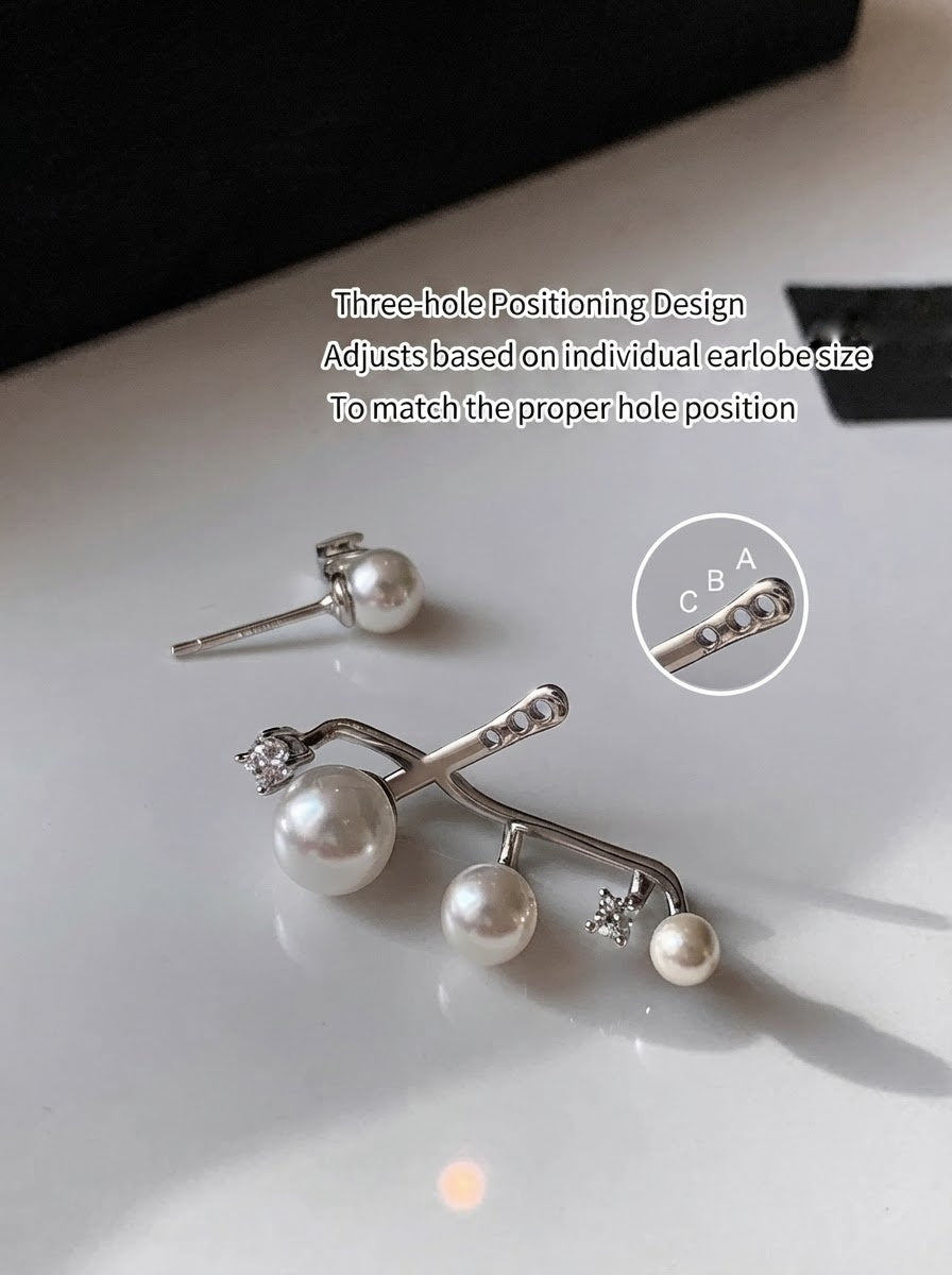 Celeste — S999 Silver Pearl & Zircon Drop Earrings - 3rd