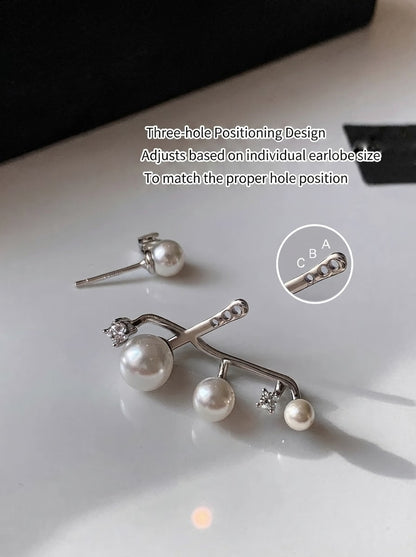 Celeste — S999 Silver Pearl & Zircon Drop Earrings - 3rd