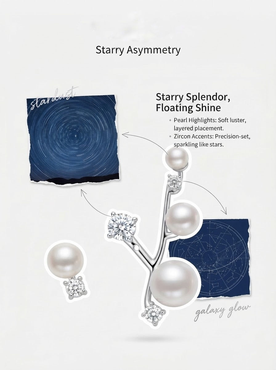 Celeste — S999 Silver Pearl & Zircon Drop Earrings - 3rd