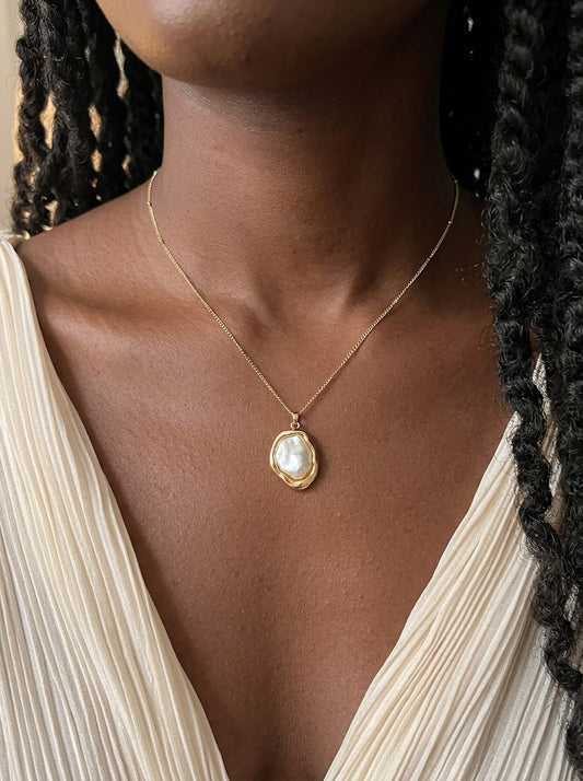 The Bianca Necklace | Baroque Pearl Pendant Non-Tarnish 2nd 3rd