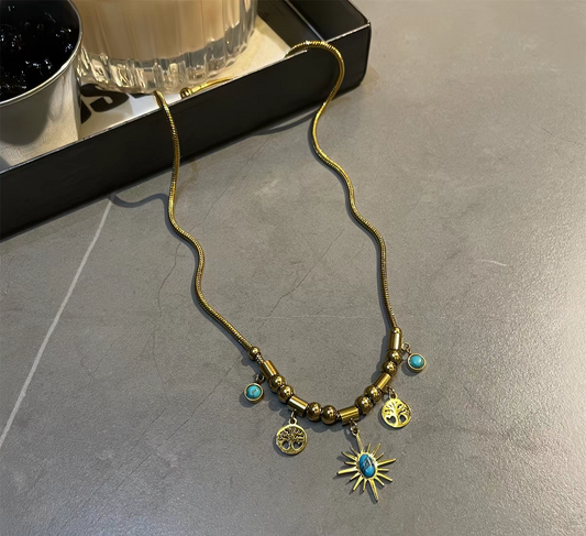 Sol Necklace | Non-Tarnish Turquoise Sun Pendant 2nd