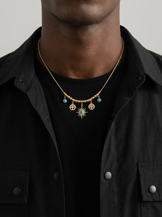 Sol Necklace | Non-Tarnish Turquoise Sun Pendant 2nd